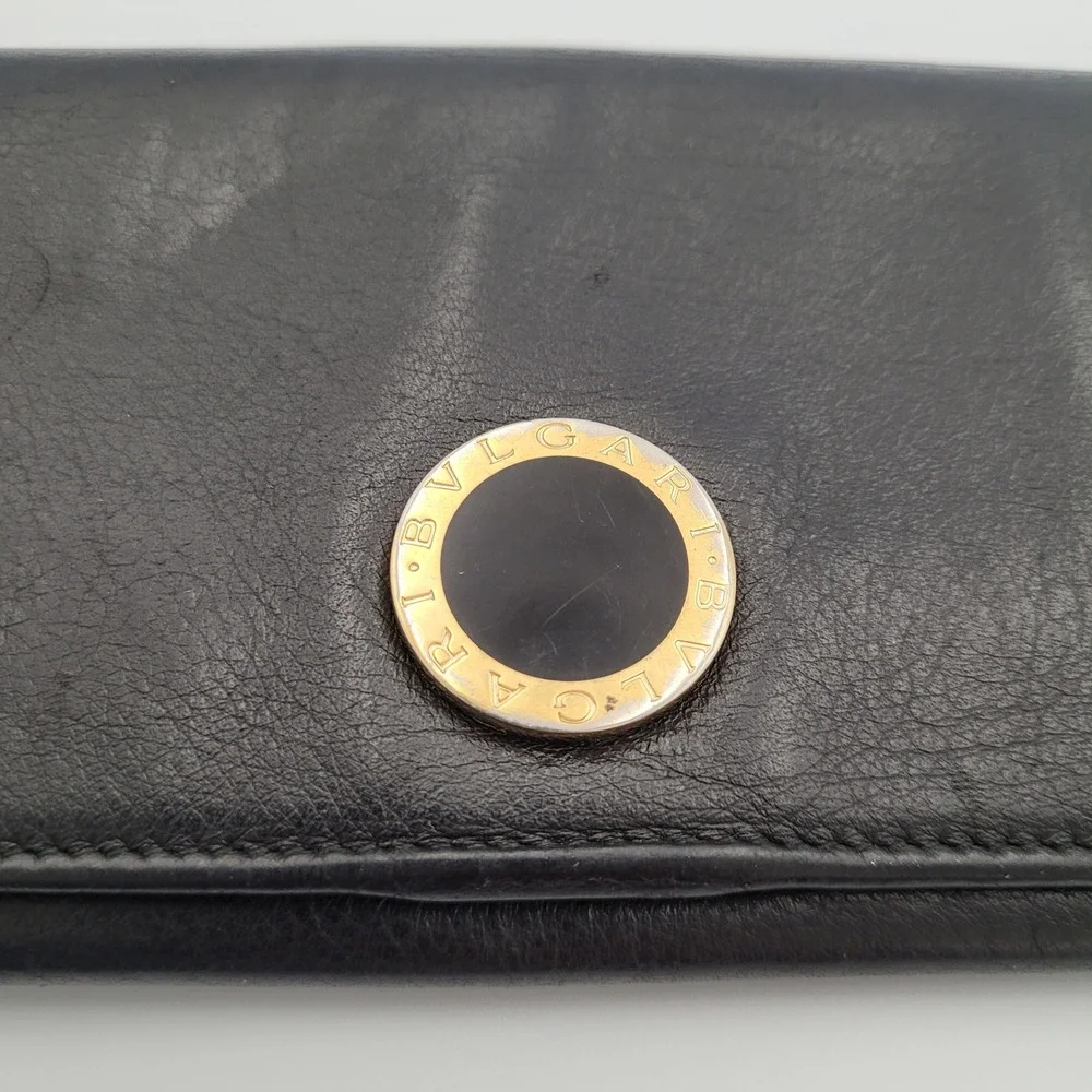 BVLGARI B.zero1 Black Leather Long Wallet Gold Logo MD-M15-32403 Italy